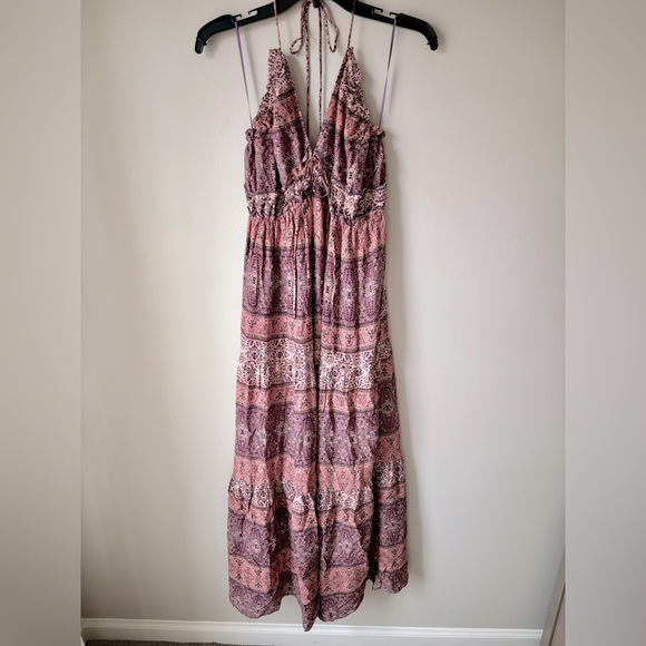 New w/tags! All in Favor maxi halter with adjustable cinch tie at bust. Large. - Picture 1 of 4